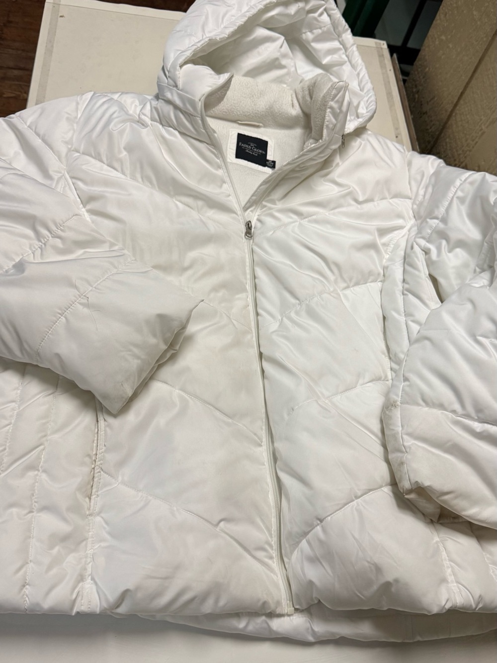 Women’s Plus size Faded Glory White Hooded Puffer Jacket winter Coat